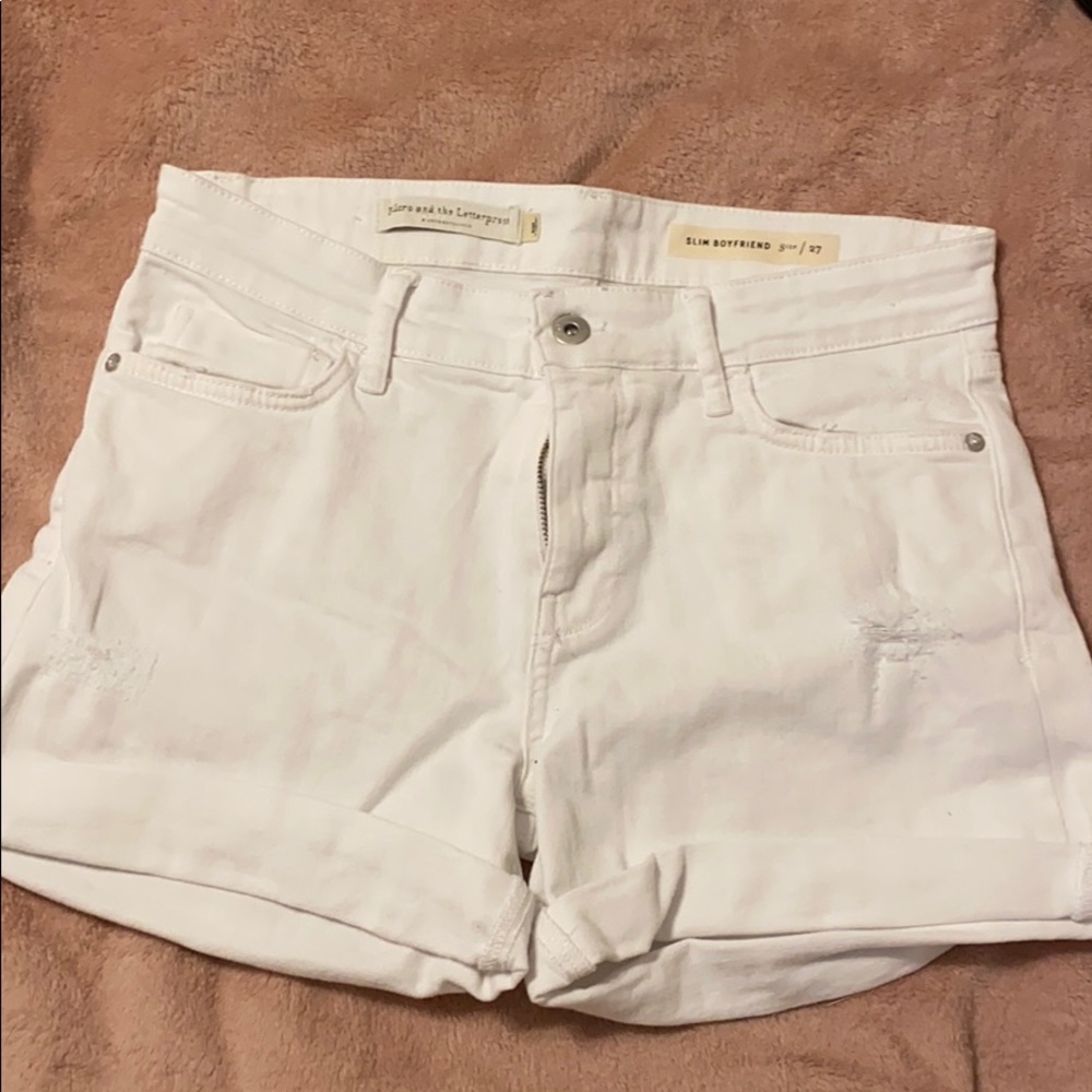 Anthropologie boyfriend high waisted white shorts